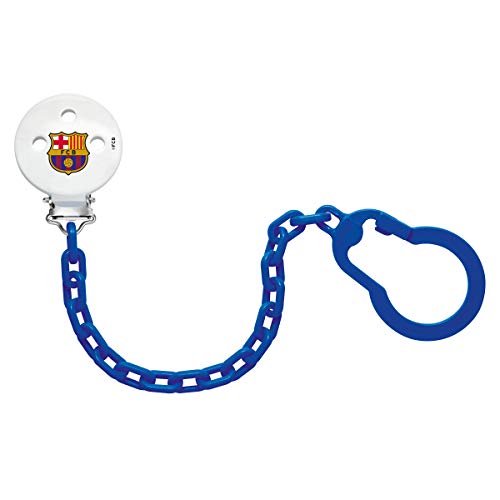 NUK 181749.5, Cadena Sujeta Chupete del Barça para Bebé, Plástico, con Clip Metálico, Color Azul