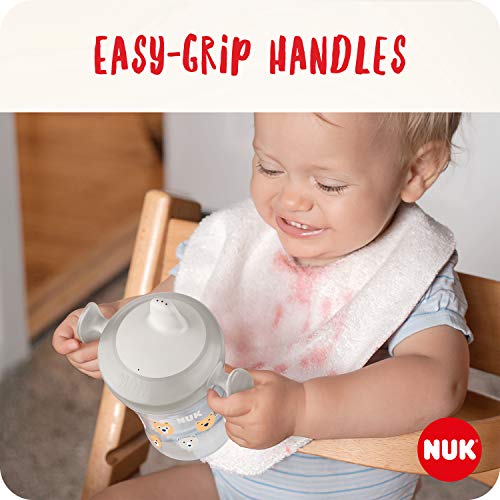 NUK Trainer Cup vaso antiderrame bebe, Boquilla Blanda A Prueba De Fugas, 6 Meses, Sin Bpa, 230 Ml, Gris Y Blanco, 1 Unidad