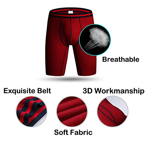 Nuofengkudu Hombre 3 Pack Larga Bóxers Ajustados Bulge Braguitas Calzoncillos Ropa Interior Suave Elástico Compresión Shorts Underwear Mutande Panty Hipster Nero/Grau/BLU Chiaro Tamaño XXL