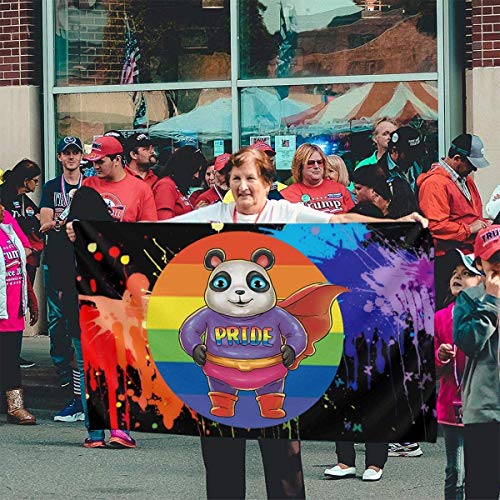 Oaqueen Banderas, Super Panda Flag LGBT Pride Garden Flag 3x5 FT Banner with Brass Grommets Fly Breeze House Indoor Outdoor Home Boat Yacht Car Decorations,Single-Sided Black