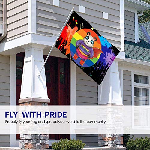 Oaqueen Banderas, Super Panda Flag LGBT Pride Garden Flag 3x5 FT Banner with Brass Grommets Fly Breeze House Indoor Outdoor Home Boat Yacht Car Decorations,Single-Sided Black