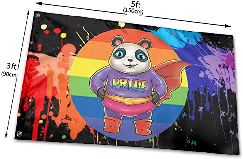 Oaqueen Banderas, Super Panda Flag LGBT Pride Garden Flag 3x5 FT Banner with Brass Grommets Fly Breeze House Indoor Outdoor Home Boat Yacht Car Decorations,Single-Sided Black