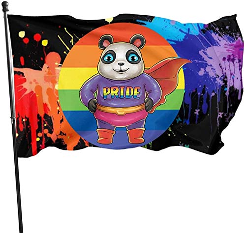 Oaqueen Banderas, Super Panda Flag LGBT Pride Garden Flag 3x5 FT Banner with Brass Grommets Fly Breeze House Indoor Outdoor Home Boat Yacht Car Decorations,Single-Sided Black
