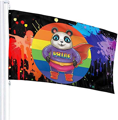 Oaqueen Banderas, Super Panda Flag LGBT Pride Garden Flag 3x5 FT Banner with Brass Grommets Fly Breeze House Indoor Outdoor Home Boat Yacht Car Decorations,Single-Sided Black