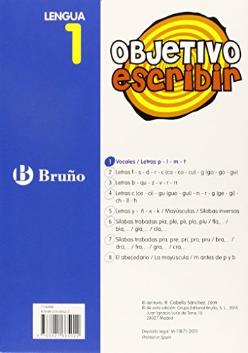 Objetivo escribir 1. vocales / letras p - l - m- t (Castellano - Material Complementario - Objetivo Ortografía) - 9788421665022