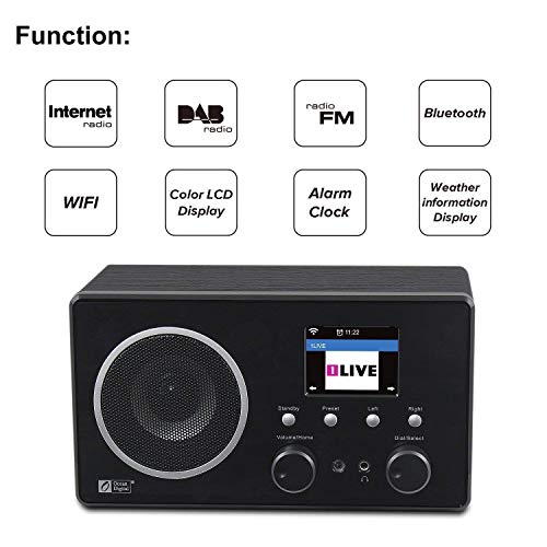 Ocean Digital WR282CD Radio de Internet Dab/Dab + con Bluetooth/FM 2.4 'Pantalla LCD en Color - Negro