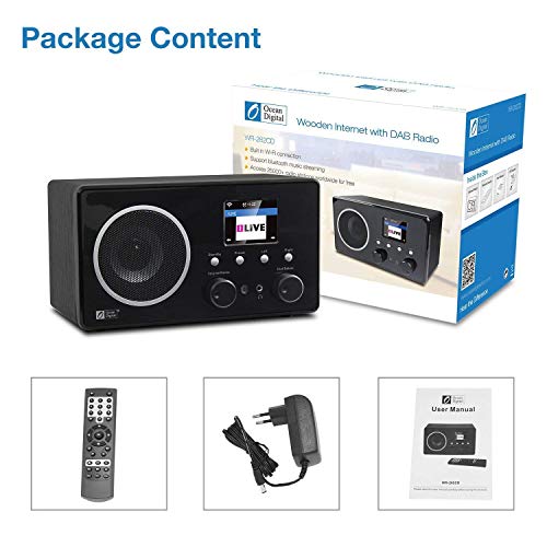 Ocean Digital WR282CD Radio de Internet Dab/Dab + con Bluetooth/FM 2.4 'Pantalla LCD en Color - Negro