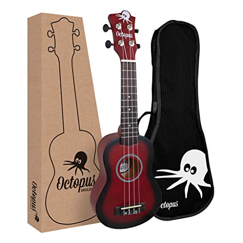 Octopus Ukelele - Ukelele soprano UK200D-RDB, color rojo metálico
