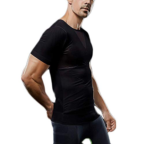 Ocultar Pechos / vientre de cerveza de los hombres adelgaza Fajas talladora del cuerpo de los hombres de manga corta cinturón de cintura que adelgaza la camisa de Fajas de compresión de Control de Abd