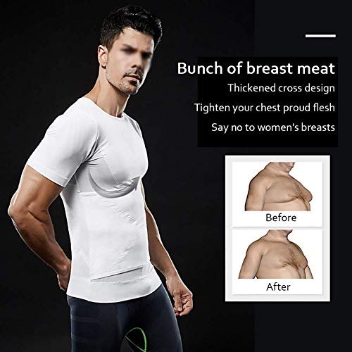 Ocultar Pechos / vientre de cerveza de los hombres adelgaza Fajas talladora del cuerpo de los hombres de manga corta cinturón de cintura que adelgaza la camisa de Fajas de compresión de Control de Abd