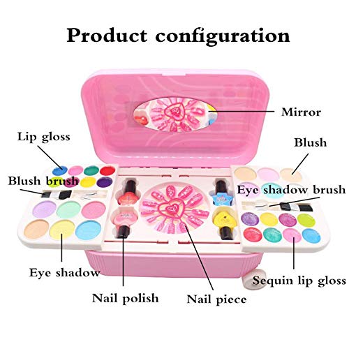Oddity Set de paletas de Maquillaje, vestirse con Estuches de tocador Juego de imaginación Maquillaje cosmético Lavable Real Girl Makeup Toy para niñas y niños