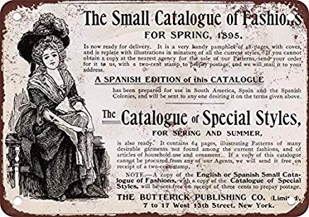 Odeletqweenry Metal Sign, Tin Sign, 1895 Fashion Catálogo Vintage Look Reproducción Metal Tin Sign 12 x 18 Inches
