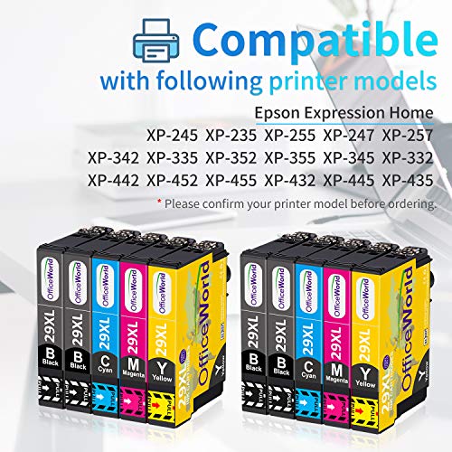OfficeWorld 29 29 XL Cartuchos de Tinta para Epson 29XL Compatible con Epson Expression Home XP-245 XP-342 XP-442 XP-235 XP-335 XP-255 XP-452 XP-352 XP-455 XP-345 XP-432 XP-332 XP-247