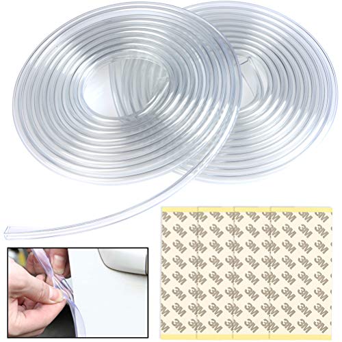 OFNMY 2pcs 2.8m Protección de Silicona de Puerta de Coche con 40 Pegatinas de Doble Cara para la Mayoría de los Sedanes (Transparente)