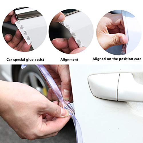 OFNMY 2pcs 2.8m Protección de Silicona de Puerta de Coche con 40 Pegatinas de Doble Cara para la Mayoría de los Sedanes (Transparente)