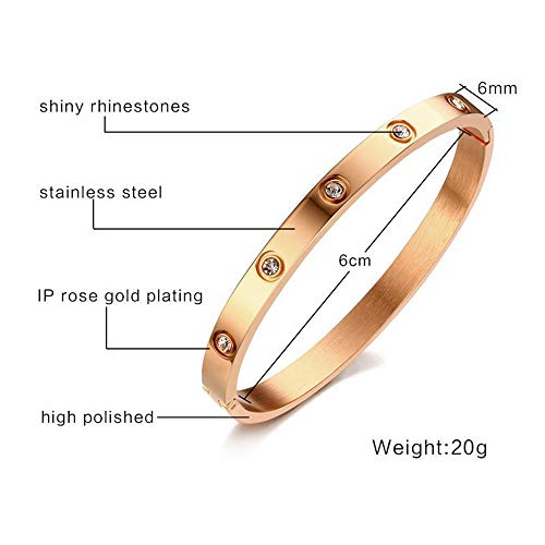 Oikupe Pulsera de Brazalete Plateado Conjunto de Acero Inoxidable de Piedra Todas Las Pulseras Brazalete de Cristal CZ para Las Mujeres tamaño de la joyería 6,7",D