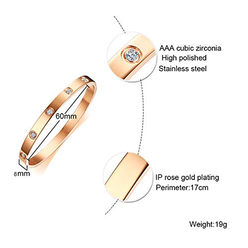 Oikupe Pulsera de Brazalete Plateado Conjunto de Acero Inoxidable de Piedra Todas Las Pulseras Brazalete de Cristal CZ para Las Mujeres tamaño de la joyería 6,7",D