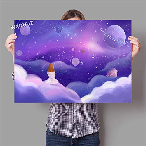 oioiu Galaxy Art Space Astronaut Poster Sistema Solar Espacio Exterior Arte de la Pared Regalo de cumpleaños decoración de la habitación de los niños póster Lienzo Pintura sin Marco