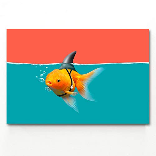 oioiu Póster de Arte de Pared de fantasía de Peces Dorados y Grabado en Lienzo Pintura artística para niños Dormitorio Sala de Estar decoración sin Marco