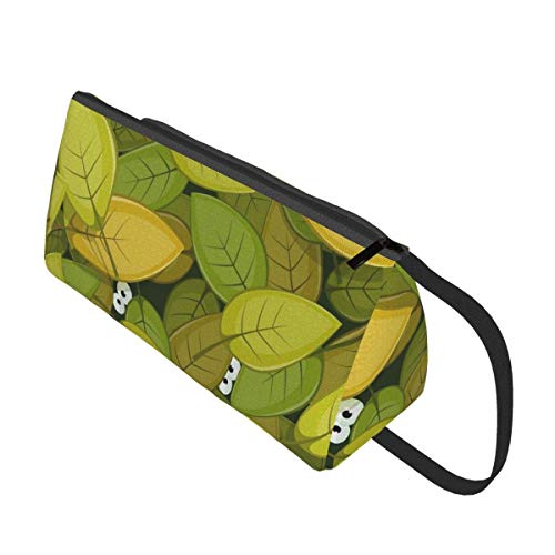 Ojos dentro de hojas verdes estuche de gran capacidad oficina papelería caja almacenamiento cartera