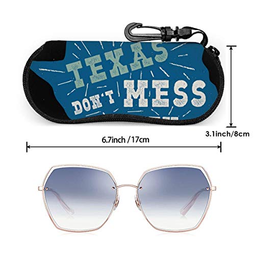 OKIJH Estuche portátil para gafas, caja de almacenamiento, estuche para gafas, bolsa de cosméticos Texas State Flag Badge Don't Mess With Portable Eyeglass Case Abrasion Resistant Glasses Protective C