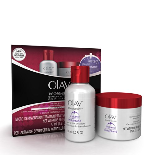 Olay Regenerist Advanced Anti-Aging Microdermabrasion & Peel System 2-Count Set 65 ml Microdermabrasion Treatment, 60 ml Peel Activator Serum for Women