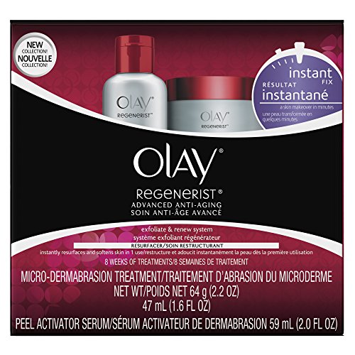 Olay Regenerist Advanced Anti-Aging Microdermabrasion & Peel System 2-Count Set 65 ml Microdermabrasion Treatment, 60 ml Peel Activator Serum for Women