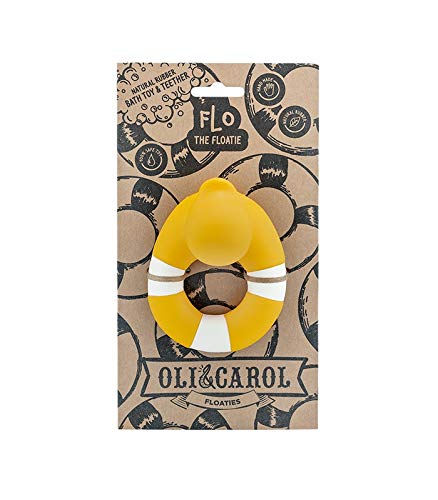 Oli & Carol - Juguete Baño de Caucho Natural, Flo The Floatie, Amarillo, 10 cm