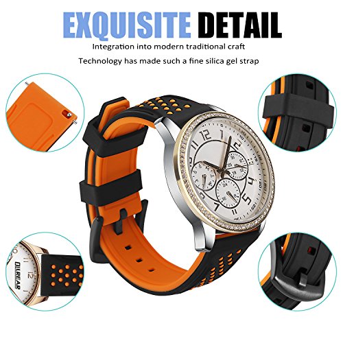 OLLREAR Silicona Correa Reloj Recambios Correa Relojes Caucho Suave - 12 Colors & 4 Sizes - 6 Colors & 4 Sizes - 20mm, 22mm, 24mm, 26mm (24mm, Orange)