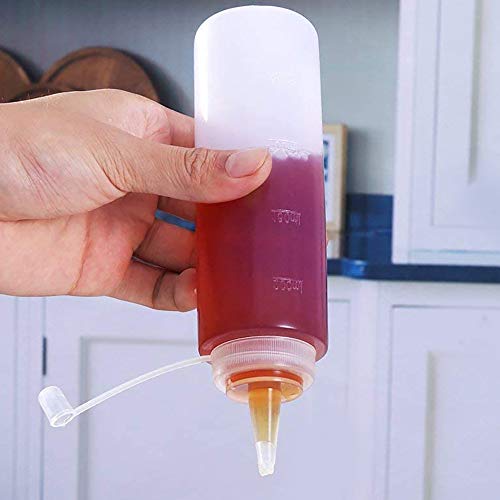 Omenluck - 3 botellas de salsa de plástico pequeñas de 200 ml, dispensadores de condimentos para mayonesa, mostaza, salsa picante