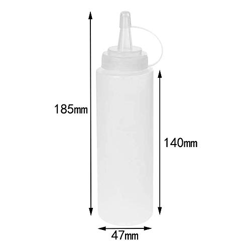 Omenluck - 3 botellas de salsa de plástico pequeñas de 200 ml, dispensadores de condimentos para mayonesa, mostaza, salsa picante