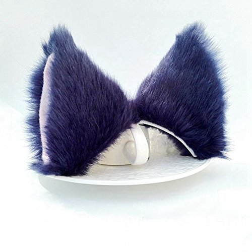 ONECHANCE Orejas de zorro cosplay oreja de gato diadema Catwoman disfraz de Halloween Carnaval (Rosa azul marino)