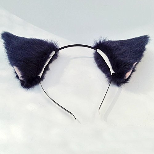 ONECHANCE Orejas de zorro cosplay oreja de gato diadema Catwoman disfraz de Halloween Carnaval (Rosa azul marino)