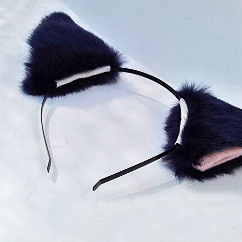 ONECHANCE Orejas de zorro cosplay oreja de gato diadema Catwoman disfraz de Halloween Carnaval (Rosa azul marino)