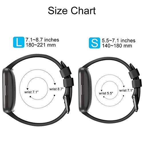 Onedream Pulsera Compatible con Fitbit Versa Correa/Versa Lite Correa Silicona Mujer Hombre, Ajustable Deportivo Pulsera de Reemplazo para Fitbit Versa Special Edition(Sin Reloj) (Negro, L)