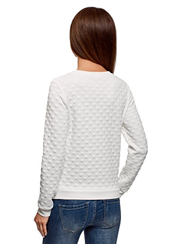 oodji Collection Mujer Suéter Recto de Tejido Texturizado, Blanco, ES 44 / XL