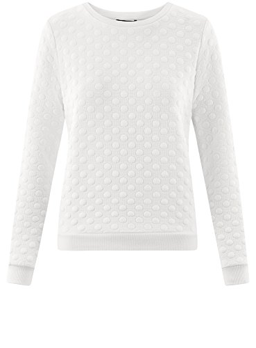 oodji Collection Mujer Suéter Recto de Tejido Texturizado, Blanco, ES 44 / XL