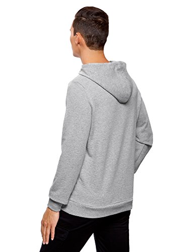 oodji Ultra Hombre Sudadera Básica con Bolsillo, Gris, ES 58-60 / XXL