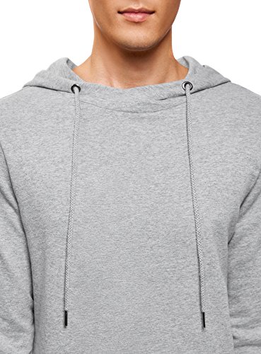 oodji Ultra Hombre Sudadera Básica con Bolsillo, Gris, ES 58-60 / XXL