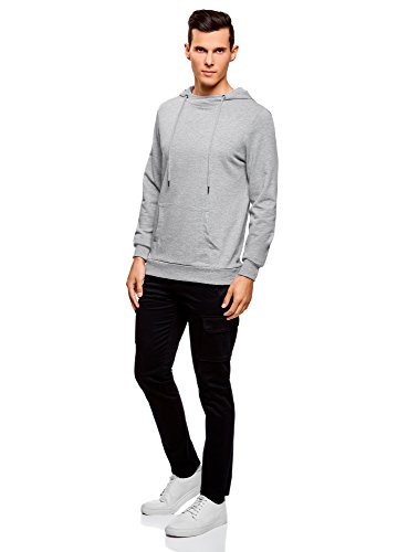 oodji Ultra Hombre Sudadera Básica con Bolsillo, Gris, ES 58-60 / XXL