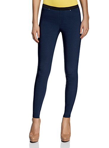 oodji Ultra Mujer Pantalones Stretch Estrechos, Azul, ES 34 / XXS