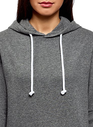 oodji Ultra Mujer Sudadera con Capucha y Estampado en la Espalda, Gris, ES 46 / XXL