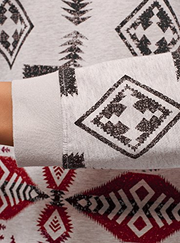 oodji Ultra Mujer Suéter de Silueta Libre con Estampado Étnico, Beige, ES 38 / S
