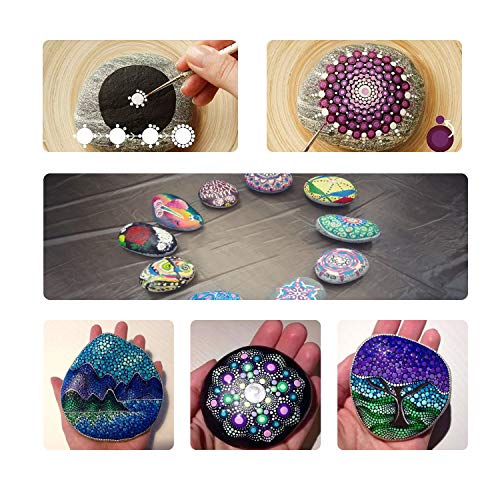 OOTSR 19 piezas juego de herramientas de pintura, herramientas de puntos de mandala para pintura rupestre, patrón de madera, arte de pared, manualidades para niños, diseño de uñas