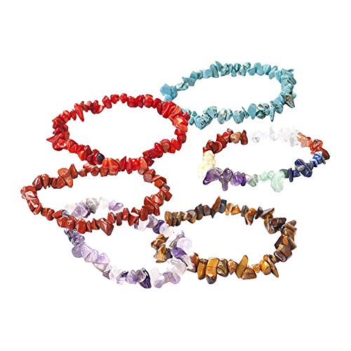 OPAKY Pulsera Elástica Hecha a Mano de 5-8 mm Mezclada con Cuentas de Piedras Preciosas Naturales Reiki Pulsera de Mujer Ajustable Regalo Ideal el día de San Valentín