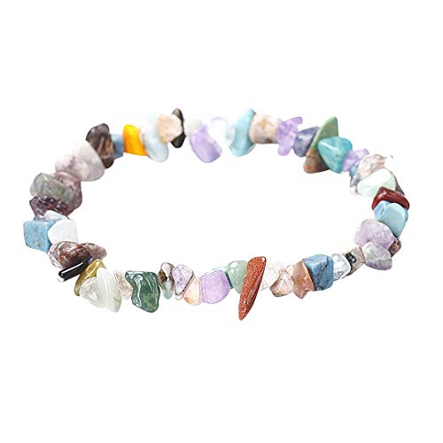 OPAKY Pulsera Elástica Hecha a Mano de 5-8 mm Mezclada con Cuentas de Piedras Preciosas Naturales Reiki Pulsera de Mujer Ajustable Regalo Ideal el día de San Valentín