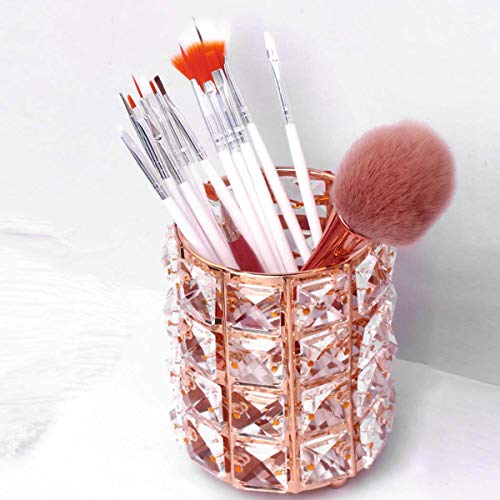 Organizador de brochas de Maquillaje para Mujer, con Forma de Cubo de Almacenamiento, para Cejas, lápices, Vasos y Herramientas(Oro Rosa)