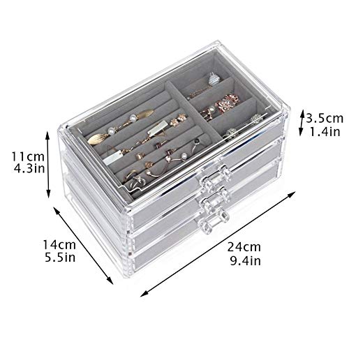 Organizador de la caja de almacenamiento de maquillaje maquillaje 3 capas pendiente titular de almacenamiento Cajones joyería del caso del organizador Collares for caja de presentación Bandeja de anil