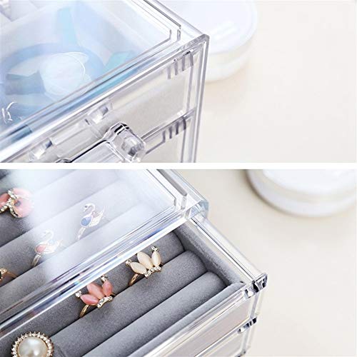 Organizador de la caja de almacenamiento de maquillaje maquillaje 3 capas pendiente titular de almacenamiento Cajones joyería del caso del organizador Collares for caja de presentación Bandeja de anil