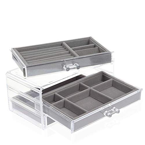 Organizador de la caja de almacenamiento de maquillaje maquillaje 3 capas pendiente titular de almacenamiento Cajones joyería del caso del organizador Collares for caja de presentación Bandeja de anil